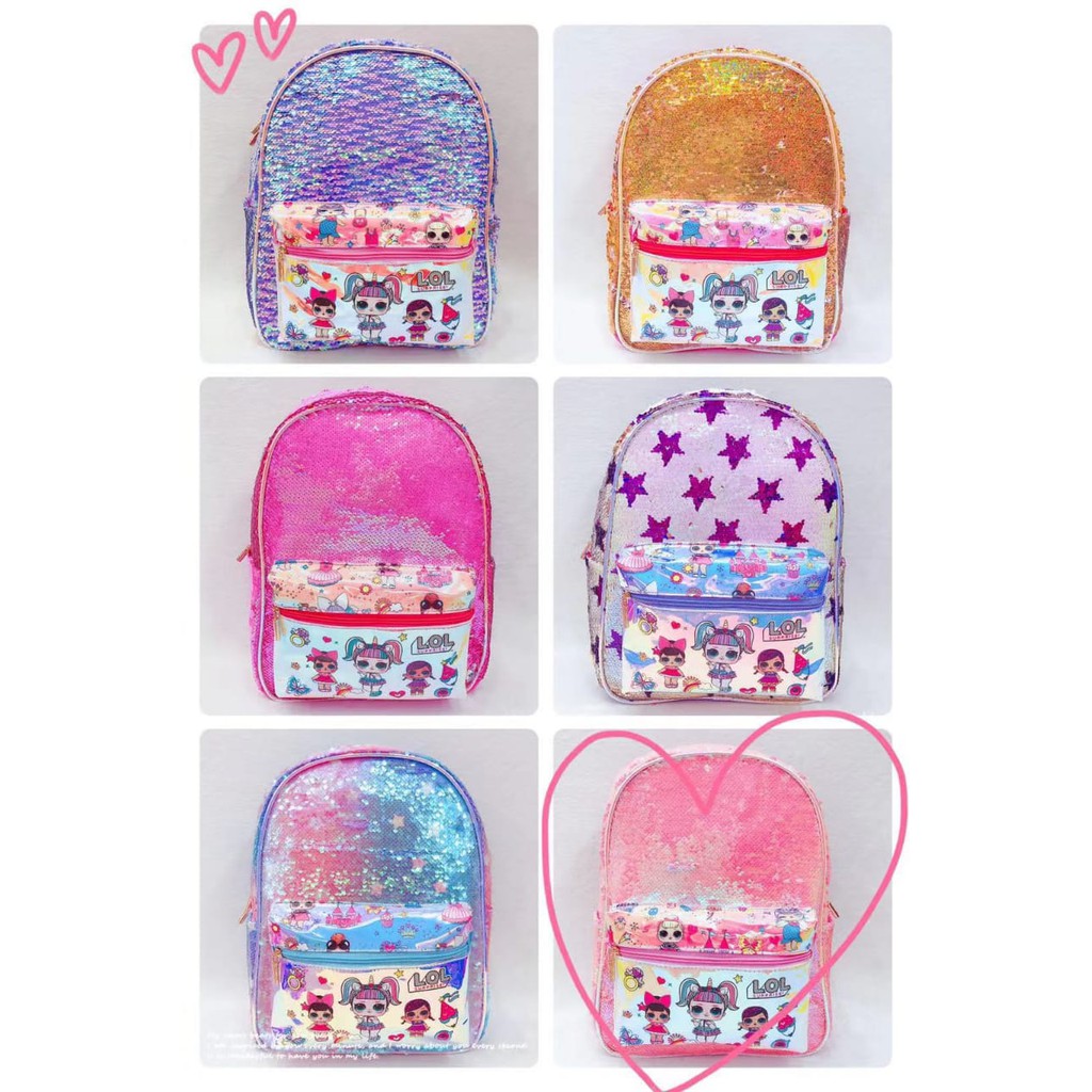  Tas  anak  sekolah  SD  Sequin Hologram LOL surprise Unicorn 