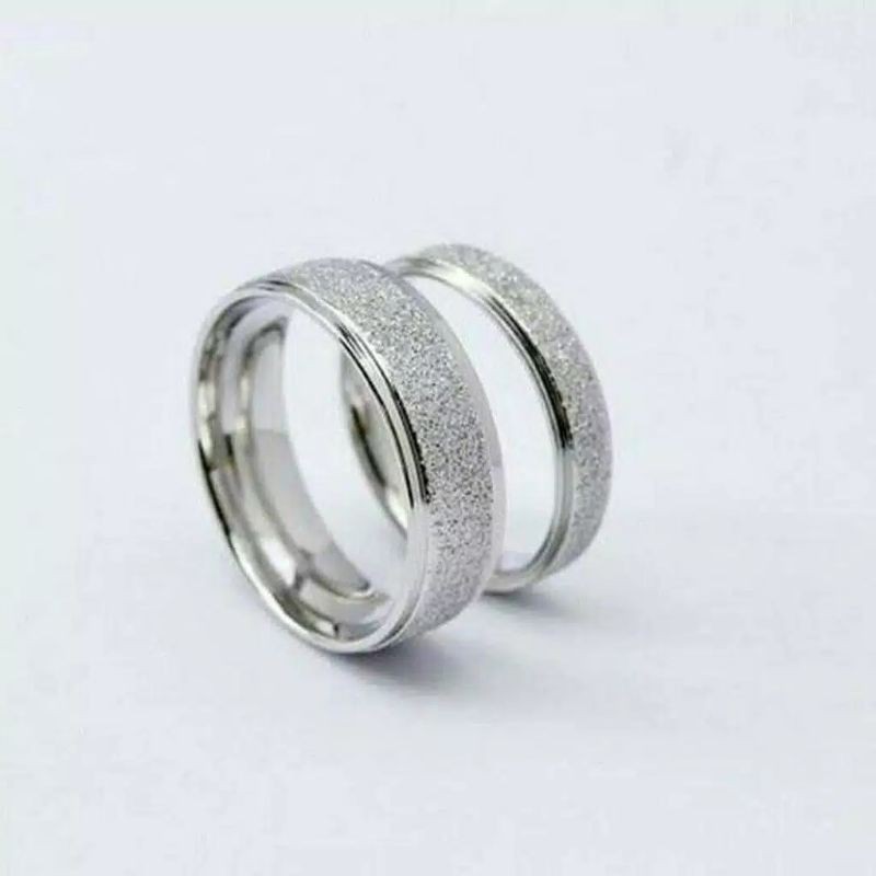 CINCIN TITANIUM MOTIF PASIR TERSEDIA WARNA EMAS PUTIH &amp; HITAM