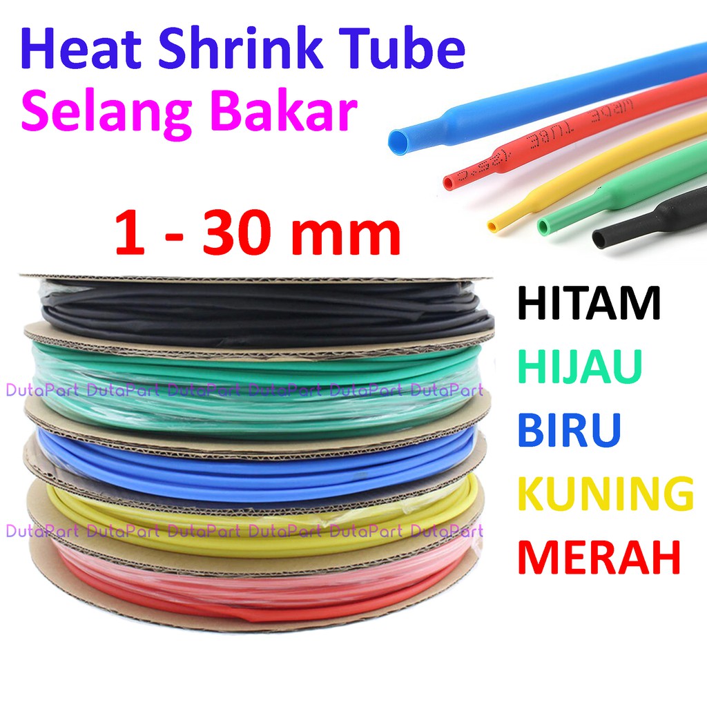 Heat Shrink Tube Selang Selongsong Bakar Ciut Heatshrink Ukuran 12mm - 30mm HARGA Per METER