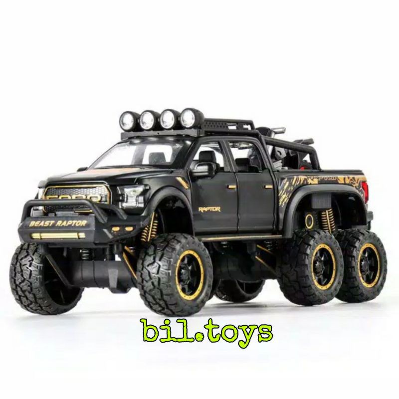 Ford F150 6x6 Raptor Model Mobil Diecast Bahan Alloy Skala 1: 24 Die Cast Models Toys