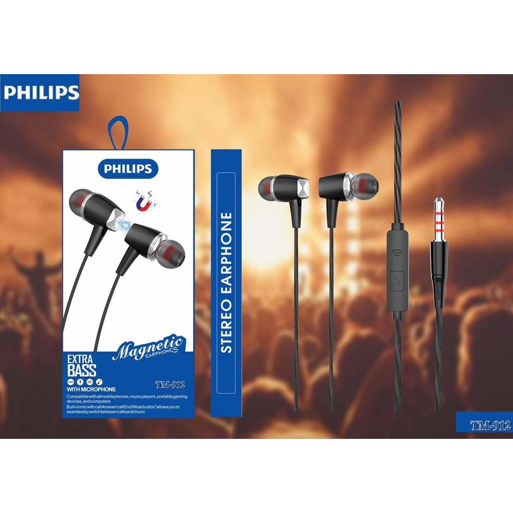 PROMO HANDSFREE PHILIPS EARPHONE PHILIPS SERIES TM911/TM912/TM913/TM914/TM915/TM916 EXTRA BASS SUARA JERNIH BERSIH