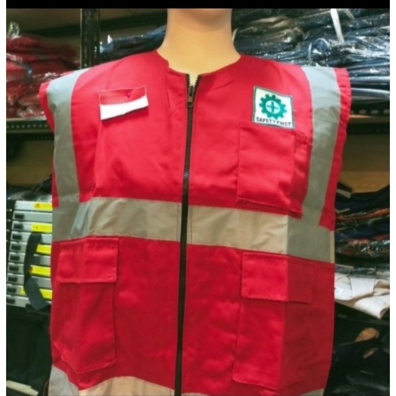 ROMPI SAFETY MERAH BAHAN KAIN DRILL ANEKA WARNA