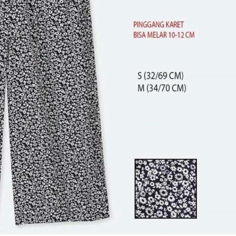 ➣ Relaco Pants Kulot Uniqlo Pendek - Hitam, M ❃