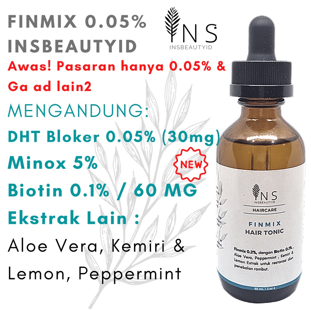 FINSLITE 0.05% INSBEAUTYID OBAT FINMIX MINOXIDIL BIOTIN HAIR TONIC DHT BLOKER TOPICAL 60 ML