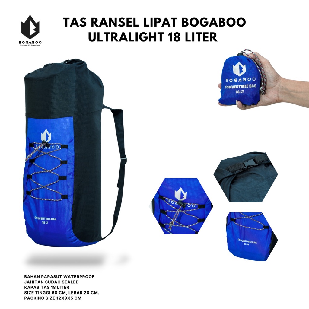 Tas Lipat 18 Liter - Tas Ransel Serbaguna - Tas Lipat Ultralight - folding bag