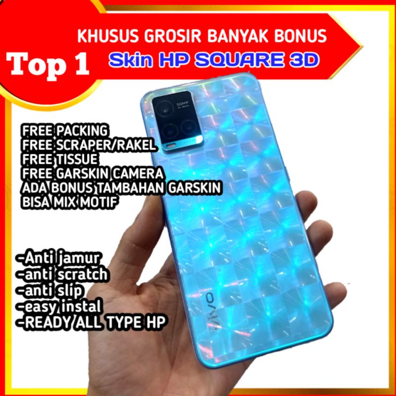 KHUSUS PARTAI grosir MINIMAL pembelian 10 PCS garskin hp + garskin camera square 3D anti gores belakang hp