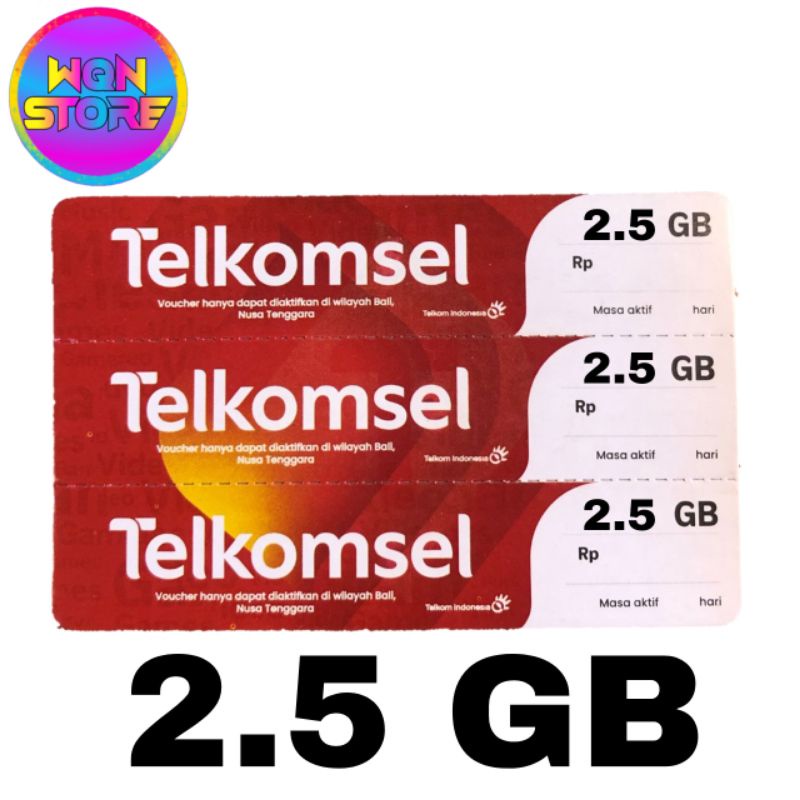 Voucher Internet Telkomsel 2,5GB As/Simpati/Loop Jaringan 24JAM
