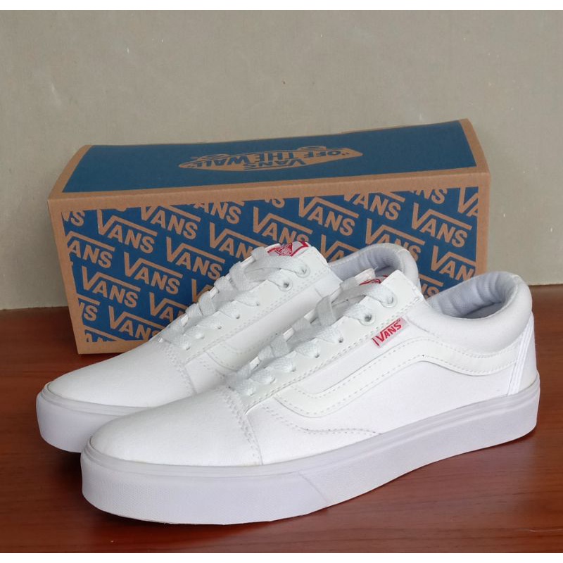 sepatu vans old skool full white vans premium putih polos