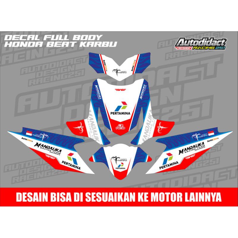 STICKER DECAL HONDA BEAT FUL BODY PERTAMINA MANDALIKA STRIPING PERTAMINA MANDALIKA RACING HONDA BEAT