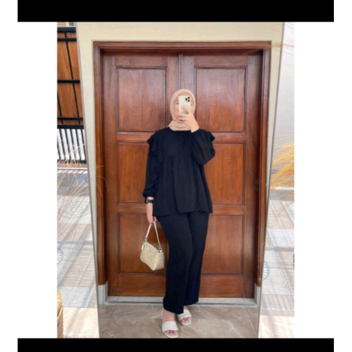 ONE SET WANITA HIJAB STYLE CRINGKLE AIRFLOW OOTD KEKINIAN MURAH