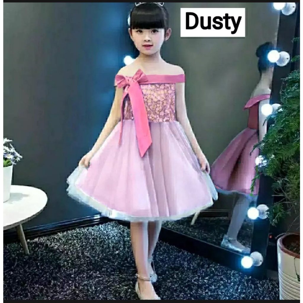 INV - DRESS ANAK KOREA THALIA BRUKAT / COMBI TILLE / TERBARU / UMUR 5-7 TAHUN/KOREA/BANGKOK