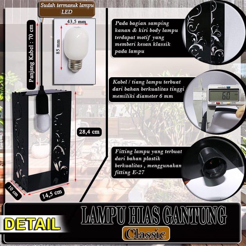 lampu gantung akrilik kotak ukir YL 1003