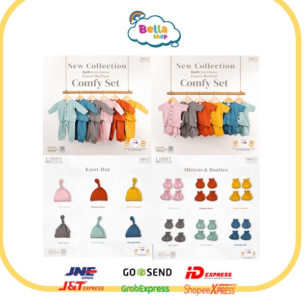 LIBBY EARTH SERIES COMFY SET SETELAN BAJU PENDEK DAN PANJANG KANCING TENGAH CELANA PENDEK DAN PNJG