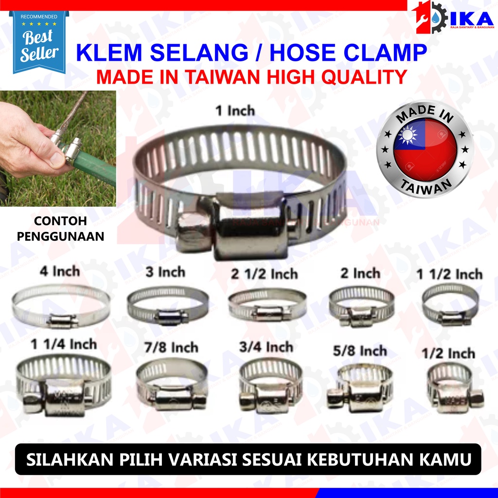 Klem selang 11/2 inch / hose clamp stainless murah ecer grosir kuat