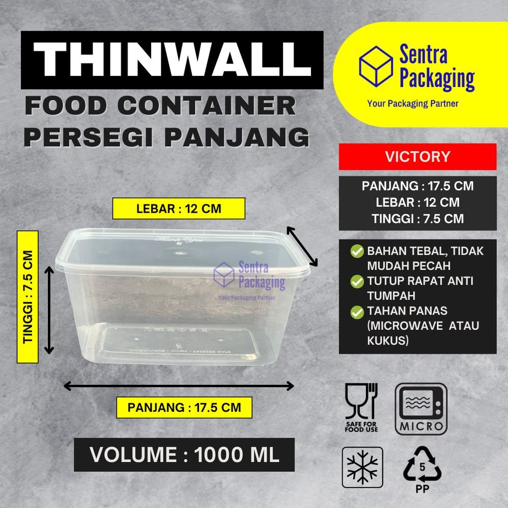 Kotak Makan Plastik 1000Ml / Thinwall / Food Container / Packaging - Victory - Pack