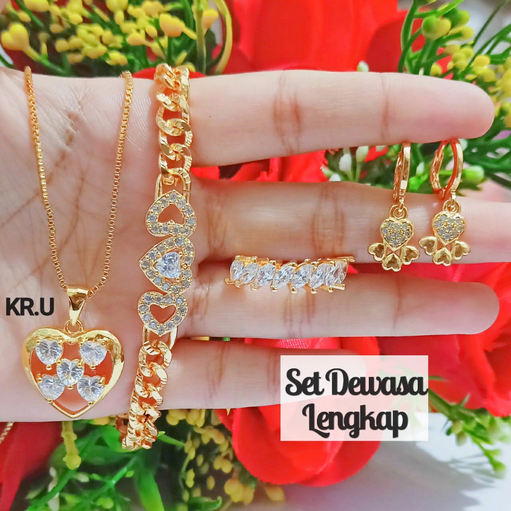 TITANIUM  set dewasa varian motif Permata Tidak Karat/Termurah (COD)