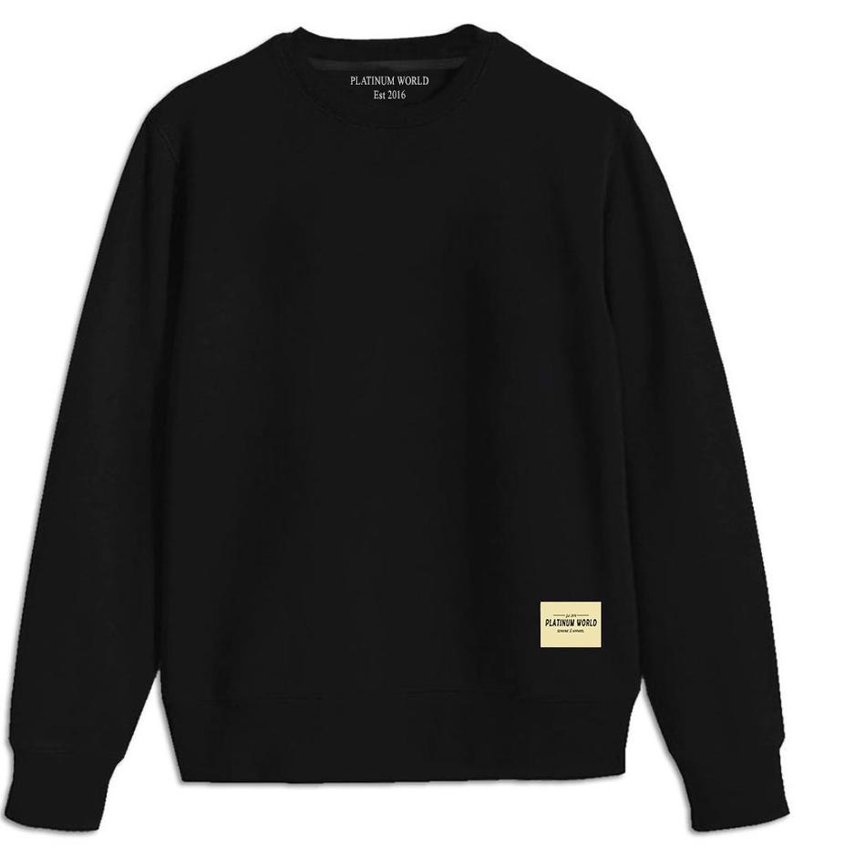 Terbaru.. Crewneck Polos Platinum World // Jaket Sweater Polos Hitam Cream Navi Abu Kubus Putih Orig