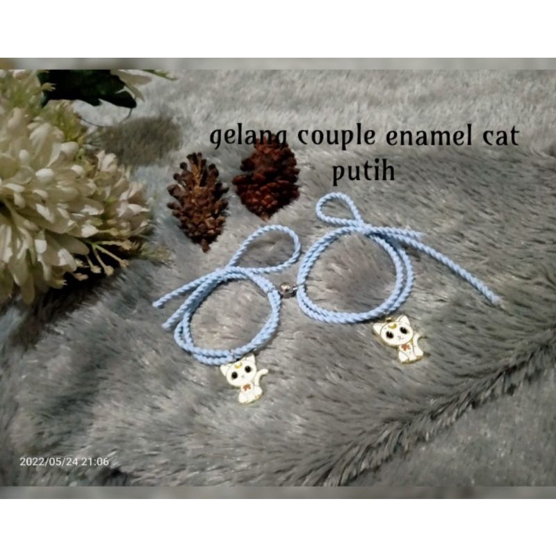 2[pcs]Gelang couple enamel CAT Putih