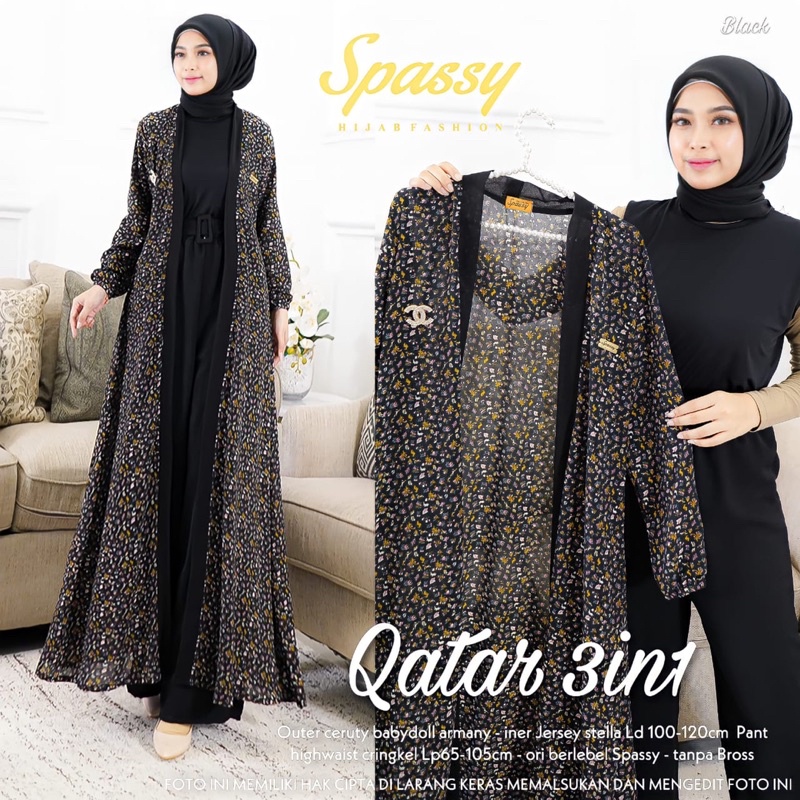 QATAR SETELAN WANITA 3 in 1 MAXY DRESS CERUTY BABYDOLL PREMIUM BY SPASSY