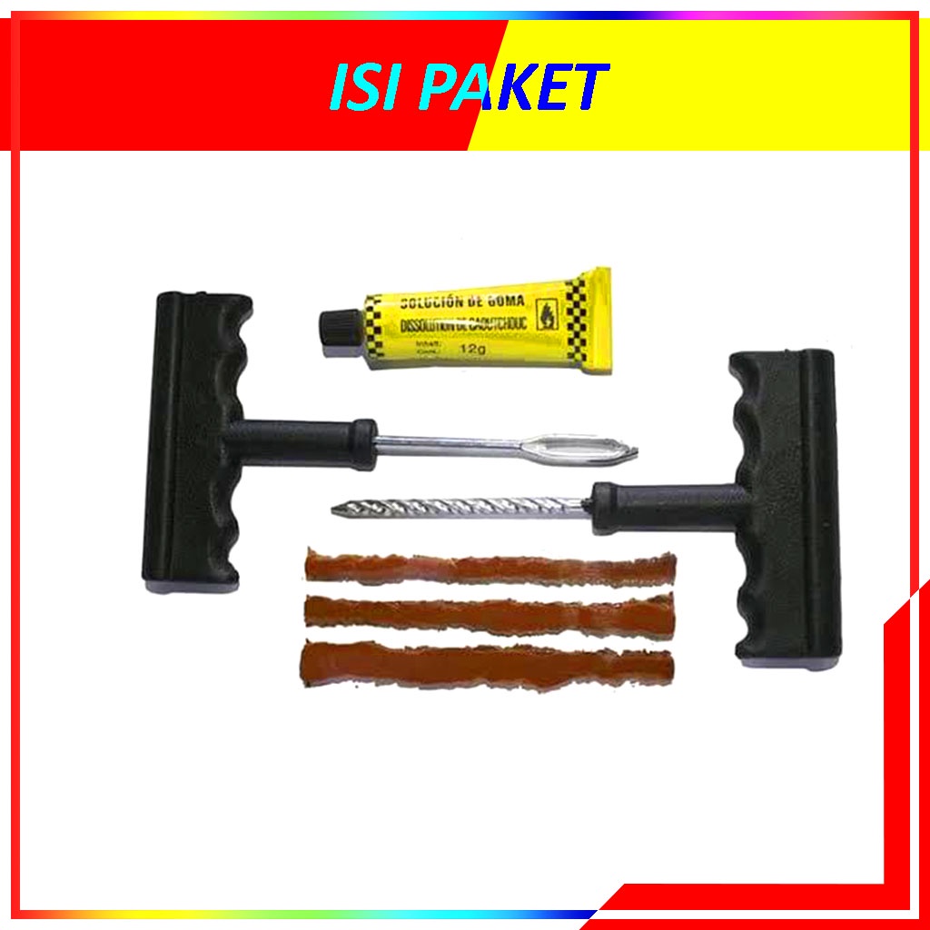 Tubeless Tire Repair Kit / Alat Tambal Ban Bocor Set 4in1 / Set Alat Tambal Ban Tubeless Lengkap