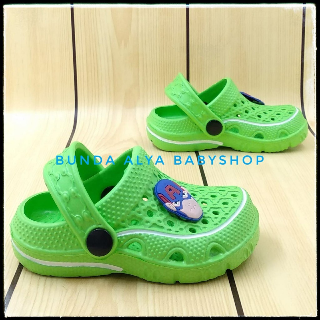 Sendal Anak Laki Laki Usia 6 Bulan 1 2 Tahun Karet HIJAU Superhero - Sepatu Sandal Anak Cowok Anti Licin Superhero Size 18 - 23