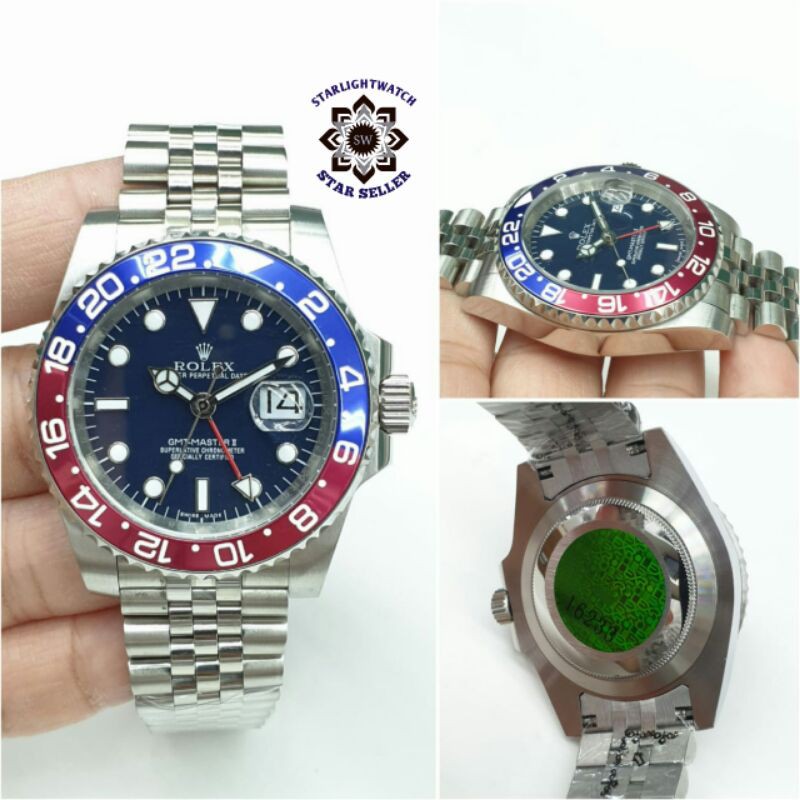 JAM TANGAN ROLEX GMT AUTOMATIC RANTE SILVER KUALITAS ORIGINAL