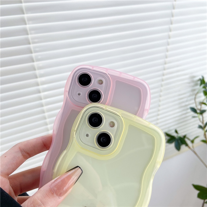 Case Motif Gelombang Besar Warna Permen Untuk IPhone 11 12 13 Pro Max X XS XR 7 8 Plus