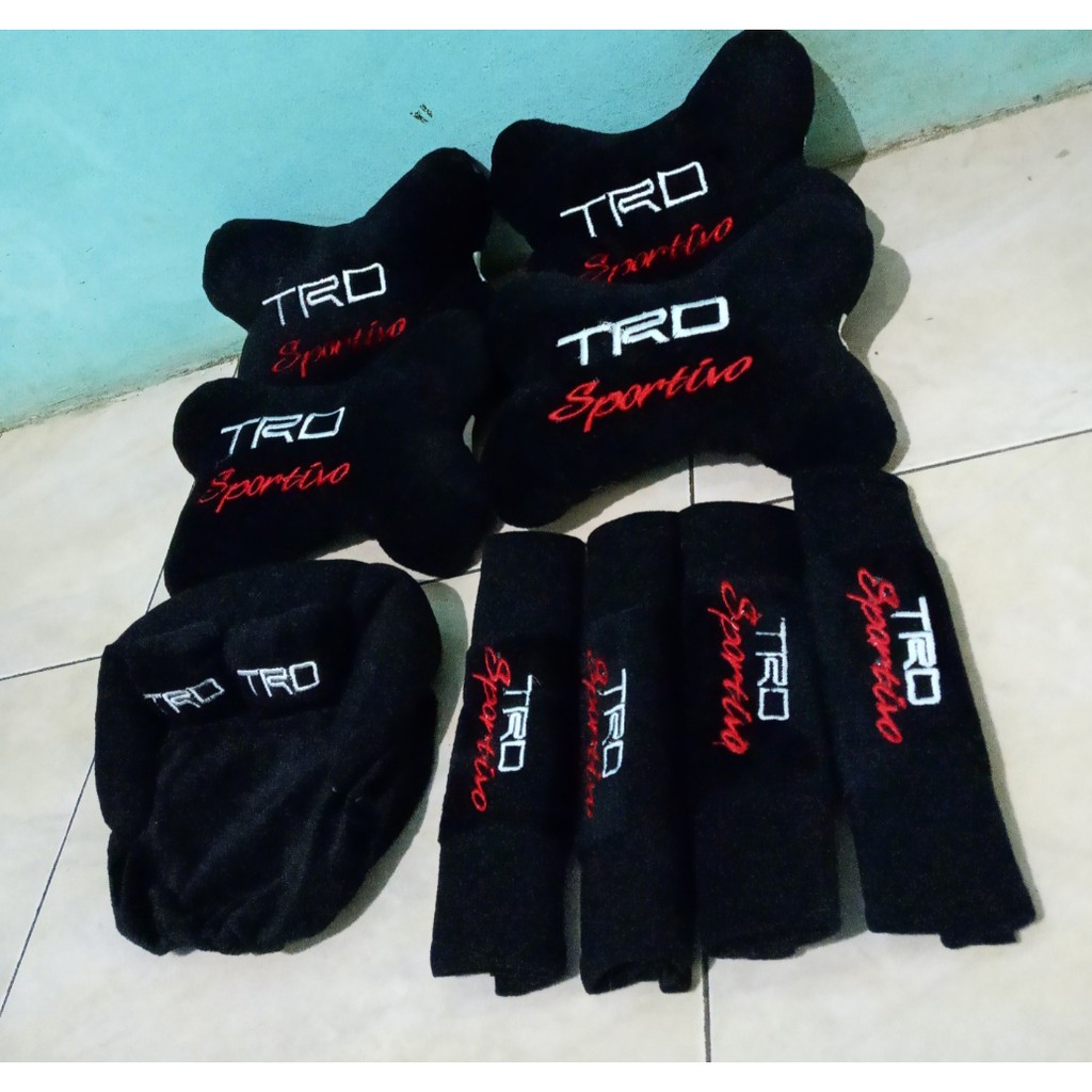 Bantal Mobil TRD SPORTIVO Hitam Bantal Isi 4 Sandaran Leher Kepala Trd Sportivo Black