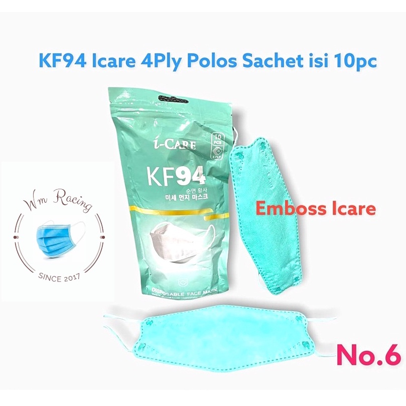 Masker KF94 ICARE Sachet Pack 3D Evo Dewasa 4ply Warna Earloop izin Kemenkes 10pc