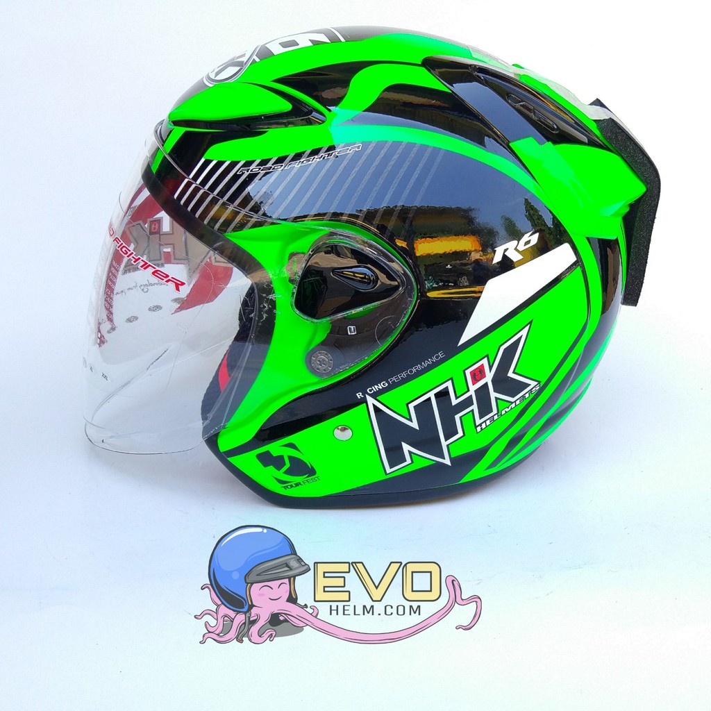 NHK R6 SPECTRA GRAPHIC Half Face - Single Visor GREEN FLUO