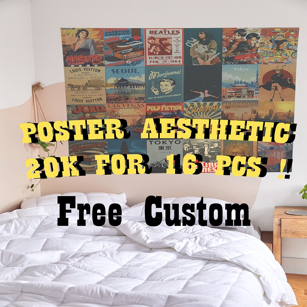 

paket poster aesthetic 16pcs a4/a5/a6