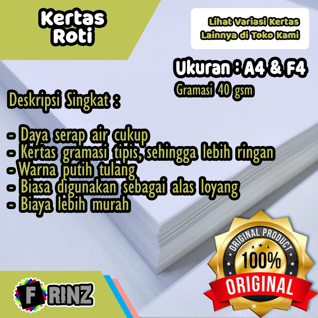 

Kertas Roti F4 A4 Alas Loyang 40 Gsm