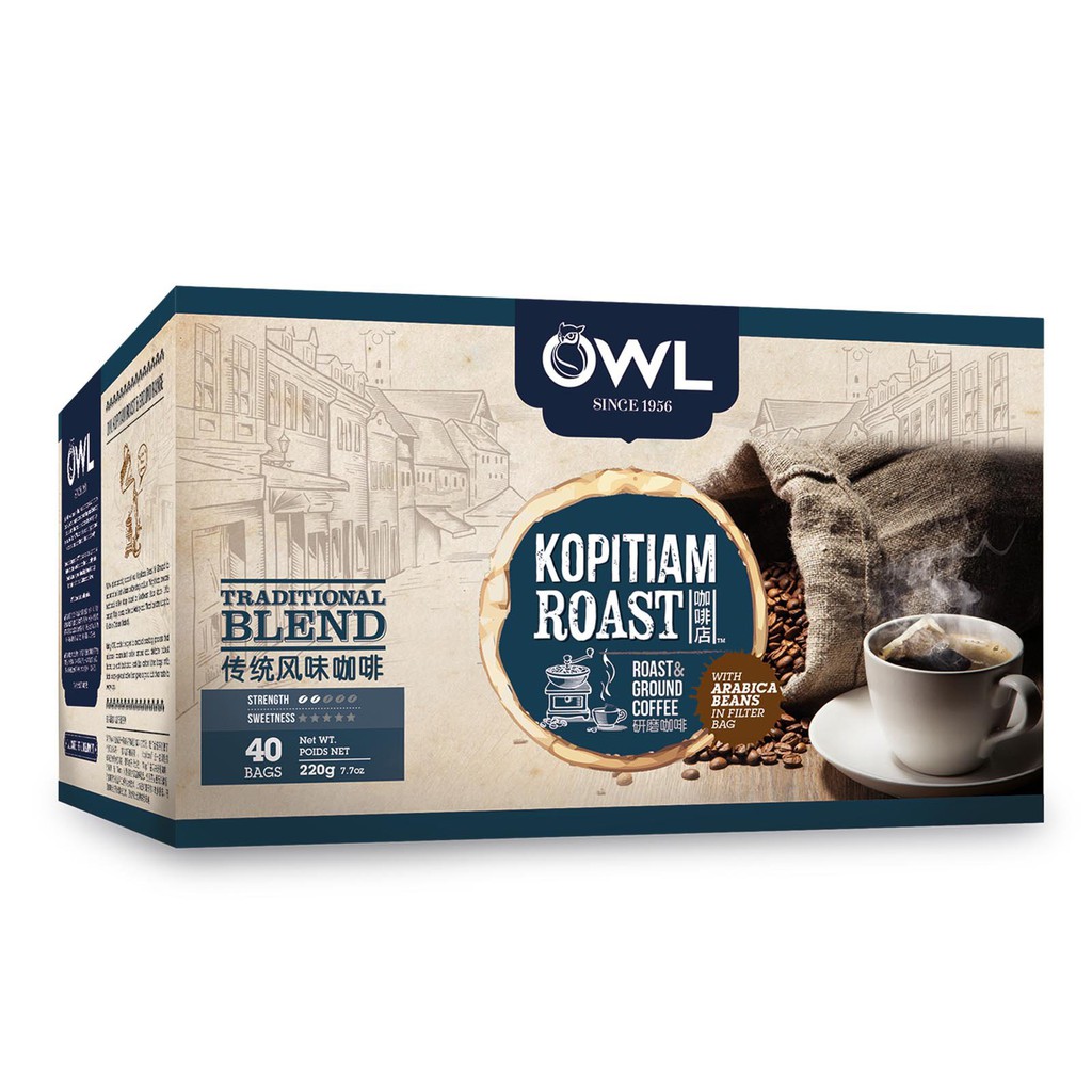 

Owl Kopitiam Roast Traditional Blend Coffee Bags 40 x 5.5g SIngapore