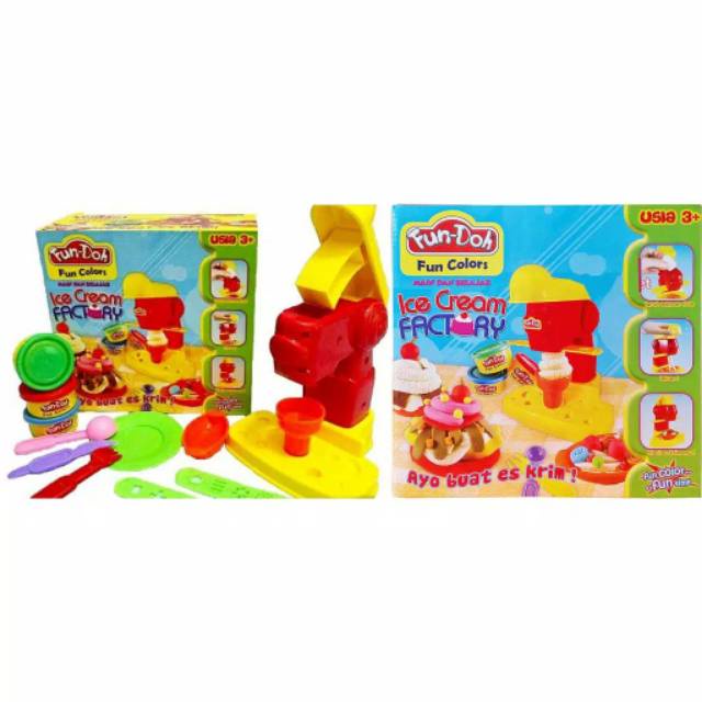 MAINAN ANAK KECIL MASAKAN MAKANAN MODEL TERBARU FUN DOH ICE CREAM FACTORY 1 set ice cream (cone dan 