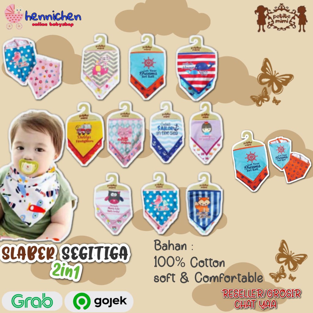 Petite Mimi Slabber Slaber Bayi Bib 2in1 Petite Mimi / Tatakan Iler Tatakan Makan Motif Boy dan Girl