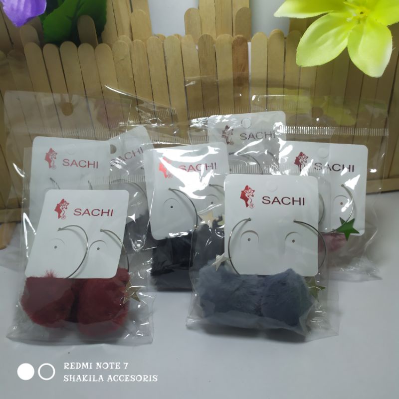 Anting hijab pompom anting bulat anting pesta
