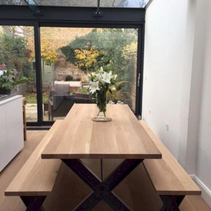 SATU SET MEJA MAKAN BESAR DUA KURSI PANJANG KAYU MAHONI ASLI DH641631D