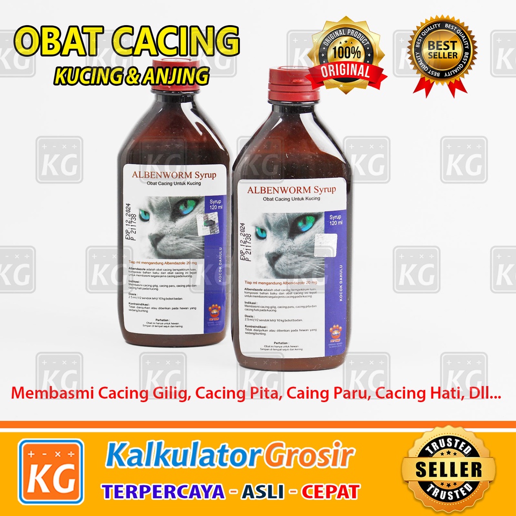 Albenworm Cat Syrup 120ml / Raid All / Obat Cacing Kucing Sirup / Pet / Hewan / Binatang Kucing Anjing Albenworm Dog Syrup