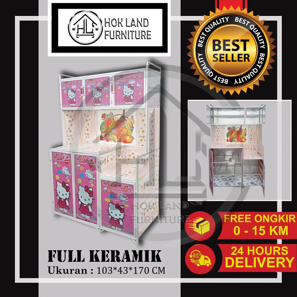 Rak piring KARAKTER / Lemari Piring Rak Piring 3 Pintu Almunium Kaca Full Karakter / RK10