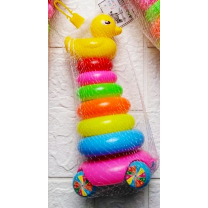 Mainan Anak Bayi Edufun Ring Donat Susun Stacking Duck Isi Ring Warna Plus 1 Bebek