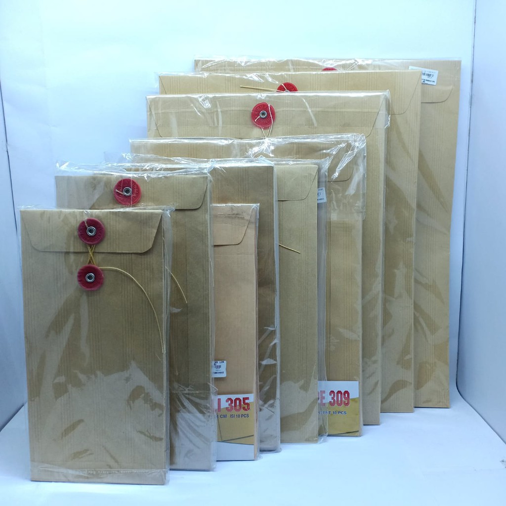 

AMPLOP LAMARAN KERJA COKLAT TALI GLOBE/KIKY POLOS PERPAK (ISI 10PCS)