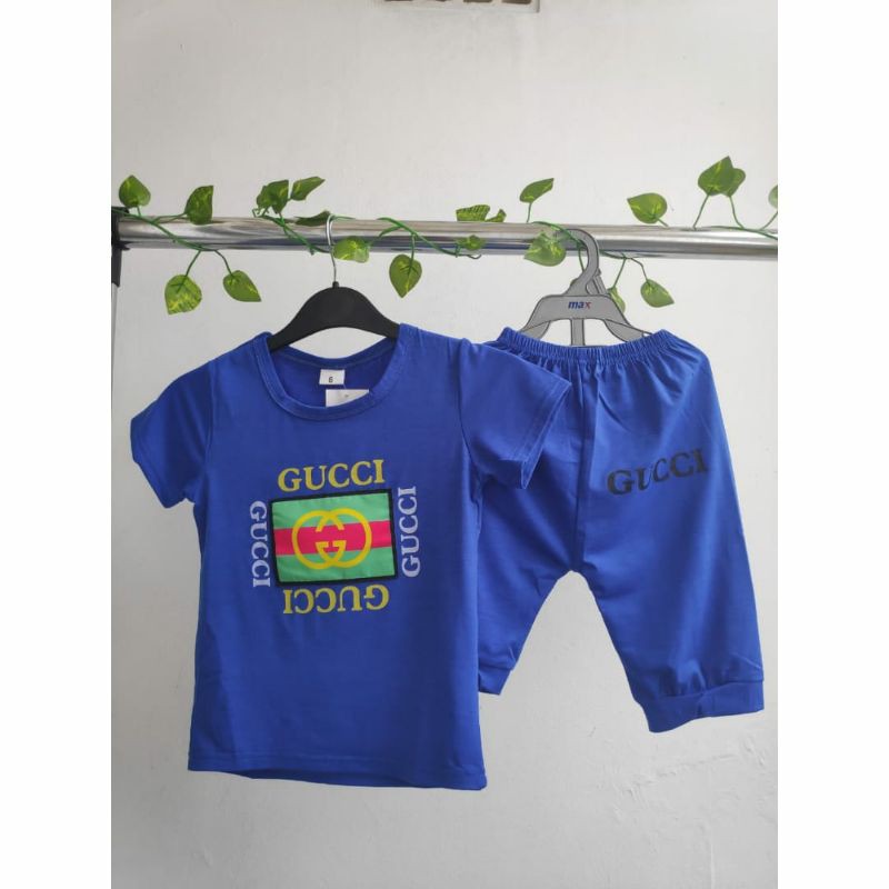 setelan anak bahan katun gambar gucci