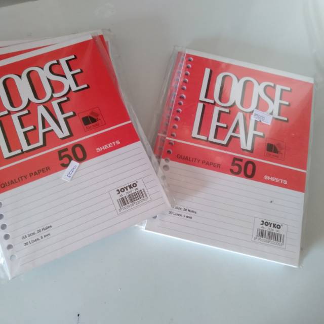 

Loose Leaf A 5 / 50 Sheet/ 20 Hole