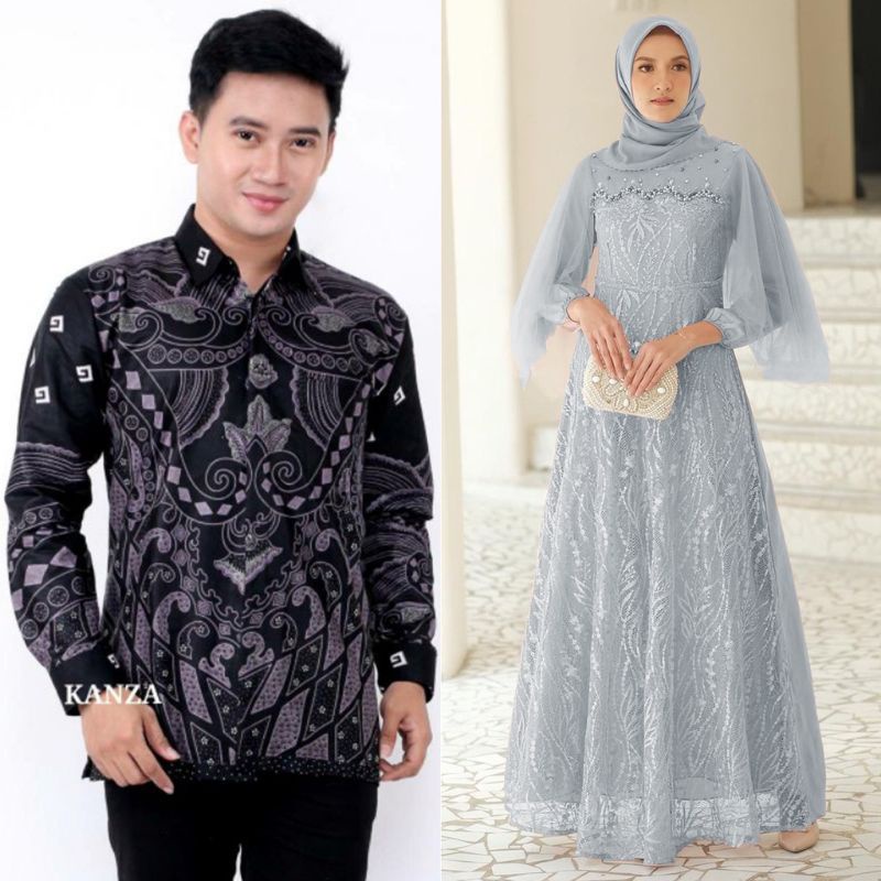 Maura Couple - Sania Ruffle Batik Couple Ori Ndoro Jowi Garansi Termurah Shopee - BATIK COUPLE GAMIS BRUKAT MAXI MELLA