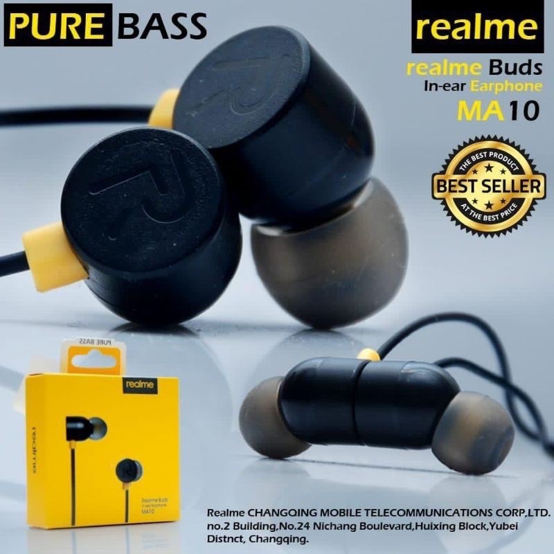 GROSIR HANDSFREE REALME BUDS MA10 MAGNETIC SUARA PASTI BASS