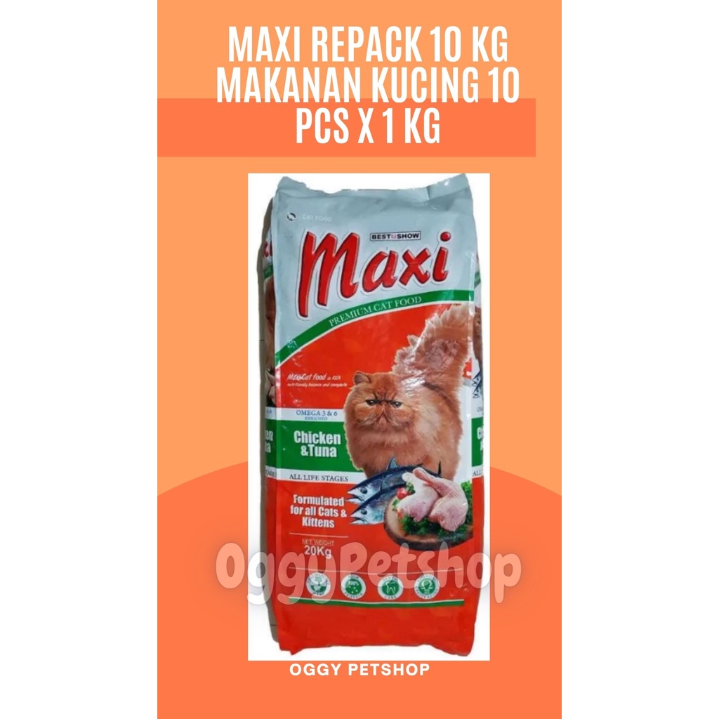 Makanan Kucing MAXI kemasan 10 Kg ( 10 pcs x 1 Kg ) Khusus Grab/Gojek