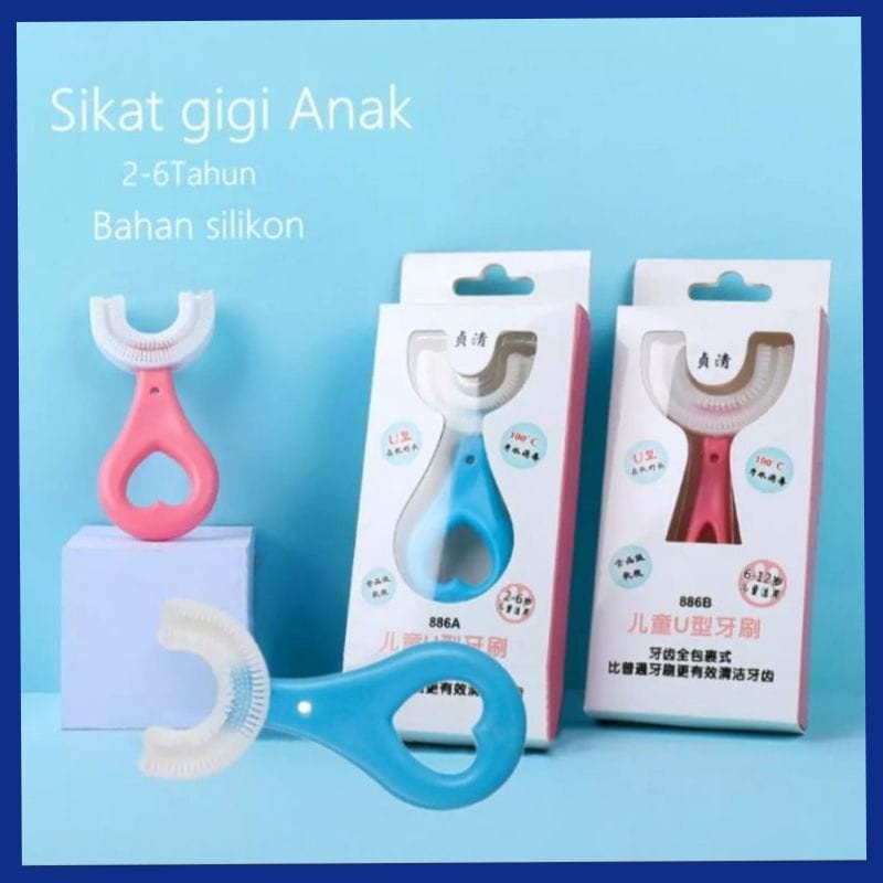 Sikat Gigi anak bayi bahan silikon bentuk U toothbrush baby training tooth brush 2 sampai 6 tahun