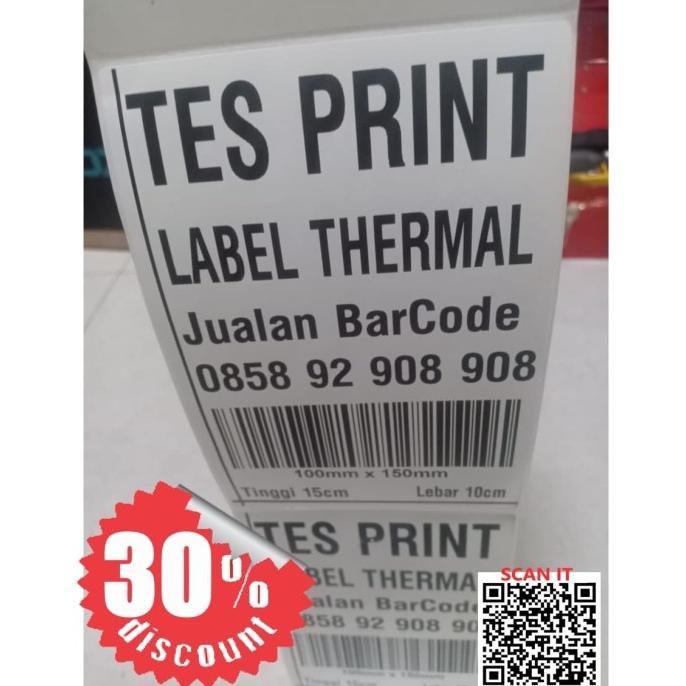 

LABEL BARCODE 100 X 150 KERTAS STICKER THERMAL 100x150 mm (300 pcs) CUCI GUDANG
