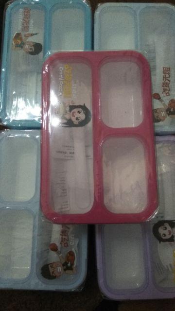 Lunch Box Sekat 3 Yooyee 633 Anti Tumpah Yooyee Mini  Sekat 3 Lunch Box