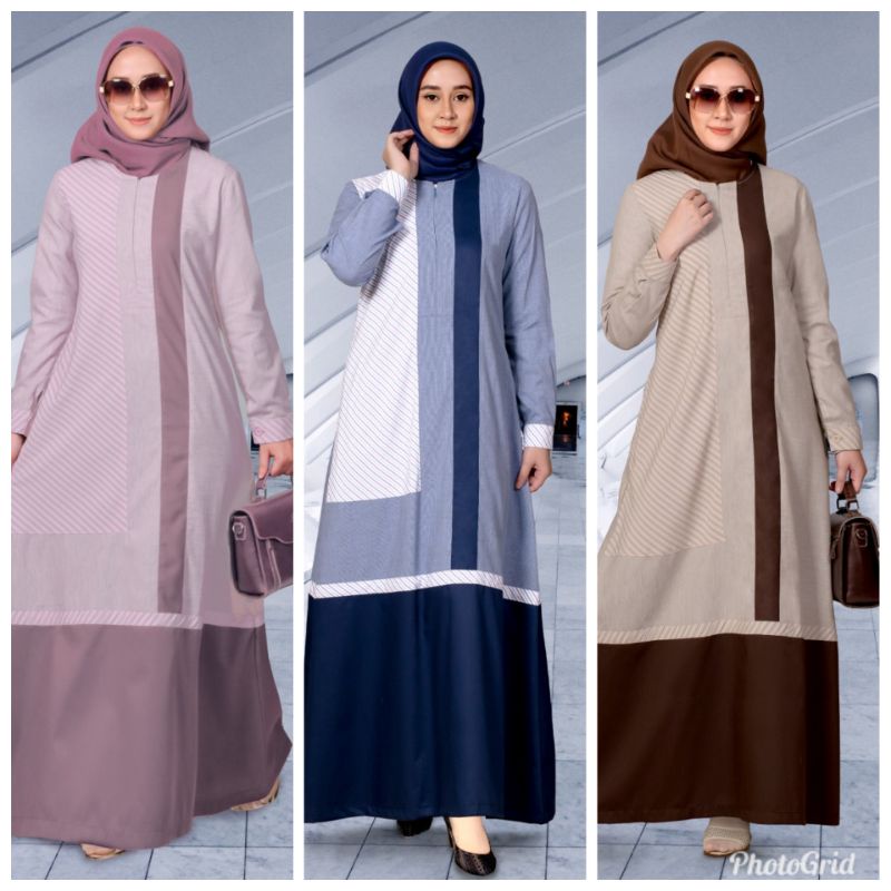 (COD) Gamis Endomoda Terbaru 2022 Chessy Purple Navy Brown